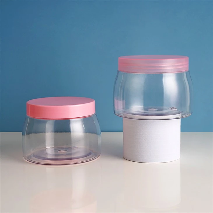 Transparent Color Flat Shape Cosmetic Plastic Jars Body Butter Body Scrub Container PET Face Cream Jar Skincare Container Jar